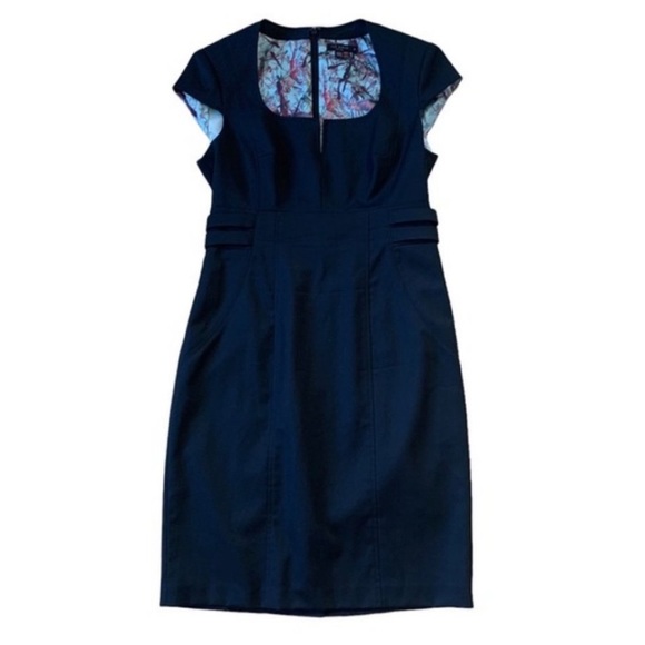 Black Ted Baker Agned Sheath Buckle Dress Size 3 - Picture 1 of 4